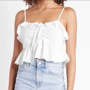 Express White ruffled peplum coquette top